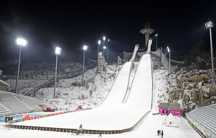This file photo taken on Feb. 2, 2017, shows the Alpensia Ski Jumping Centre in PyeongChang, Gangwon Province, the venue for the ski jumping and Nordic combined events during the 2018 Winter Olympics.